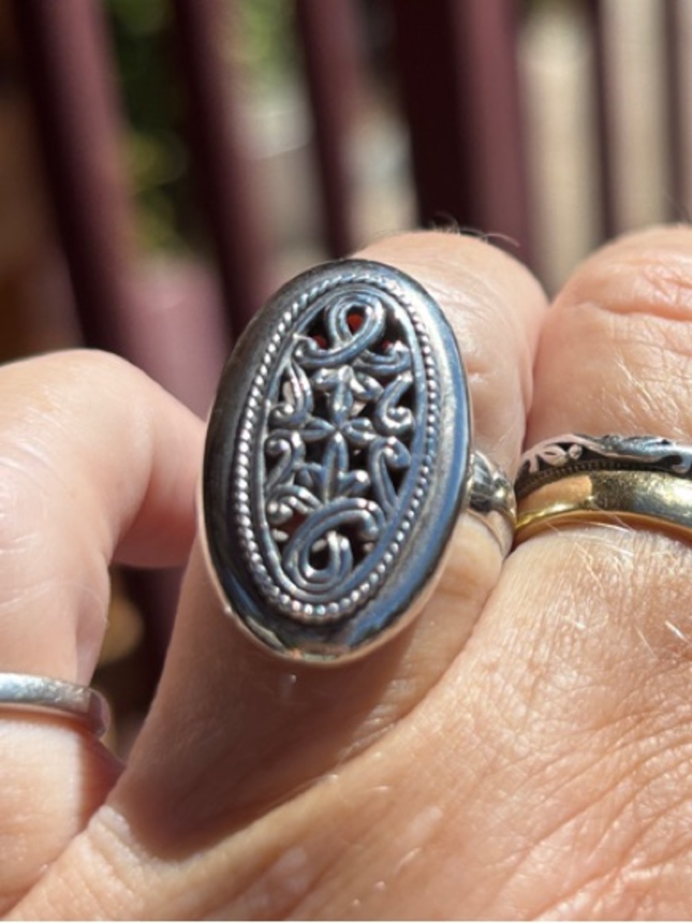 Oval Filigree Sterling Silver Statement Ring in Silver